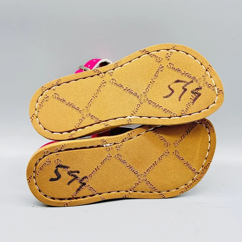 Salt Water Sandals Girls 9 Hot Pink Leather Buckle Ankle Strap Summer Beach NEW